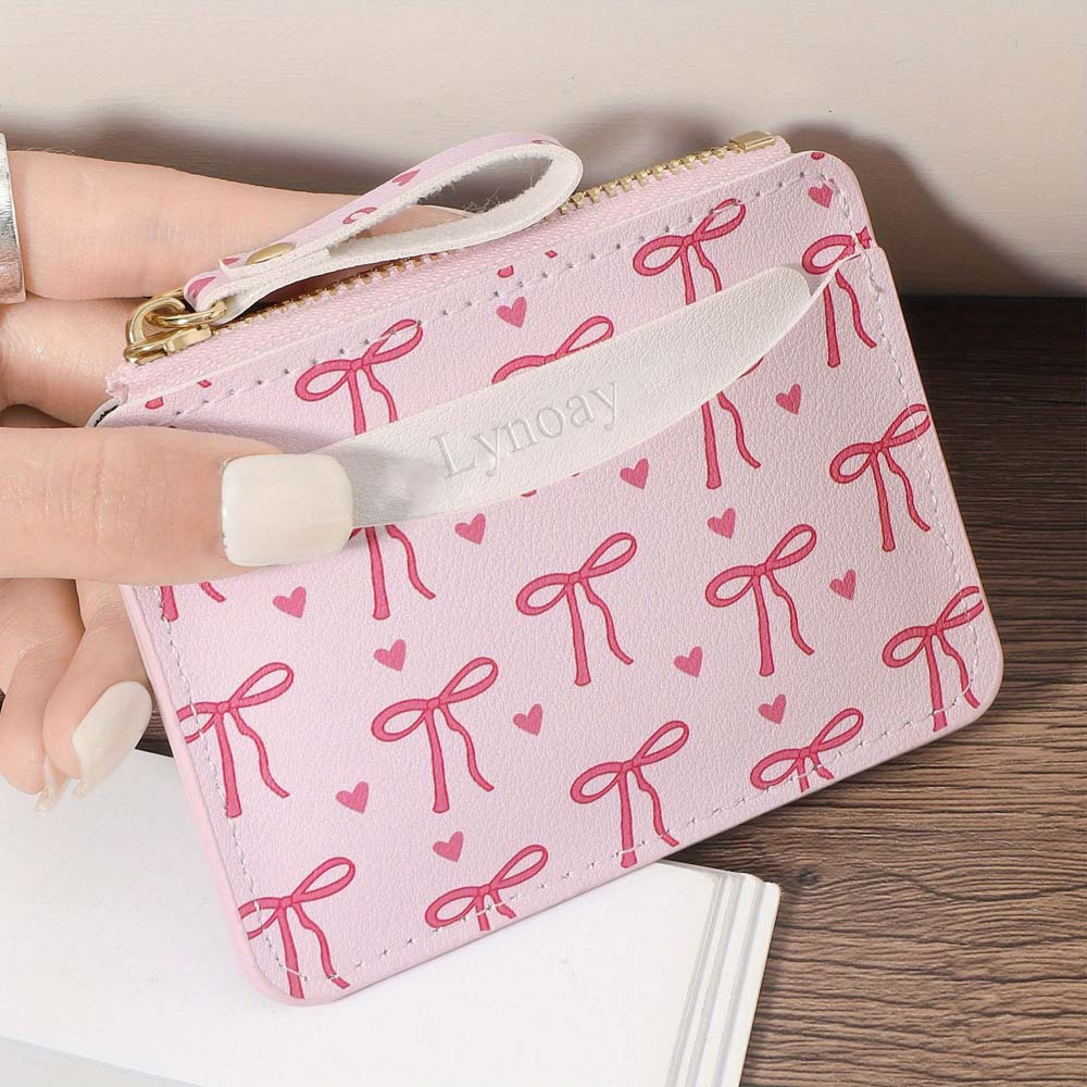 Travel Wallet Slim - Pink Bow Wallet for Women, Simple