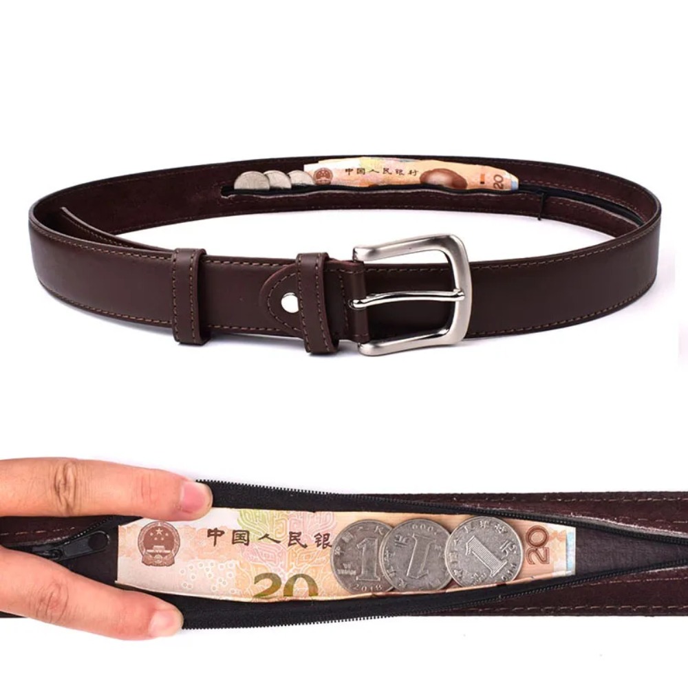 Money Belt Hidden - Security Zipper Hiding Cash Belts PU