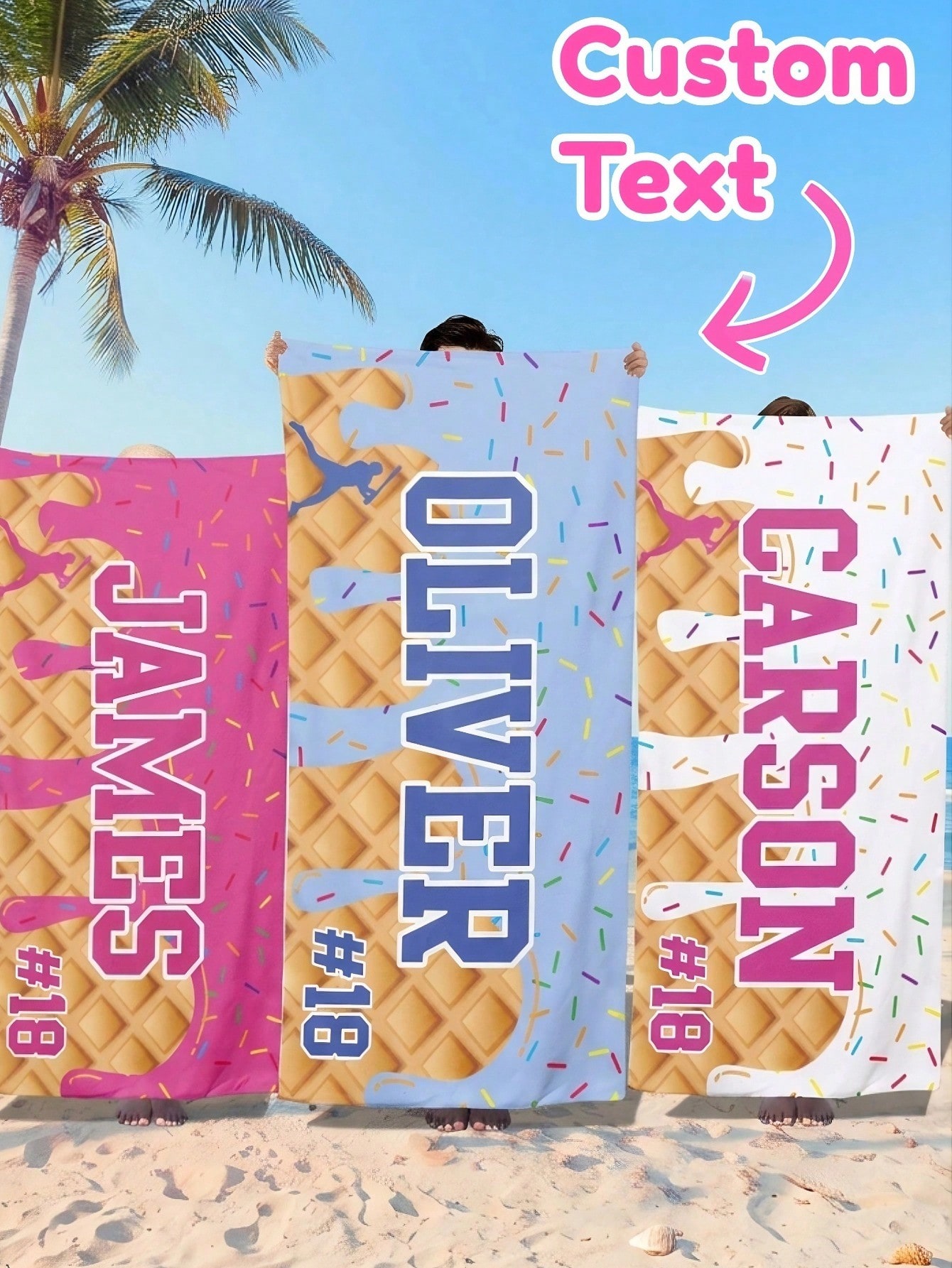 Travel Towel Quick Dry - 1pc Custom Text Ice Cream Baseball