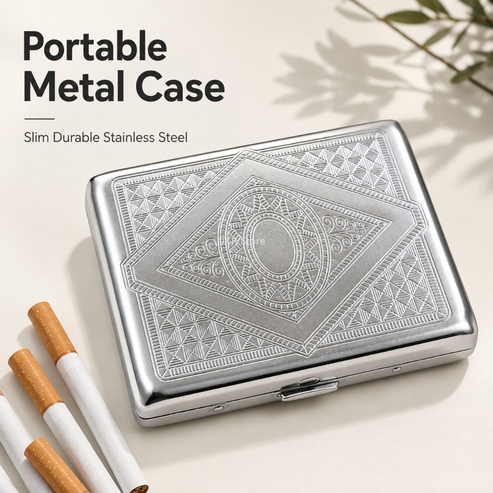 Stainless Steel Cigarette Box  - Travel Accessories Us ulasan dan harga