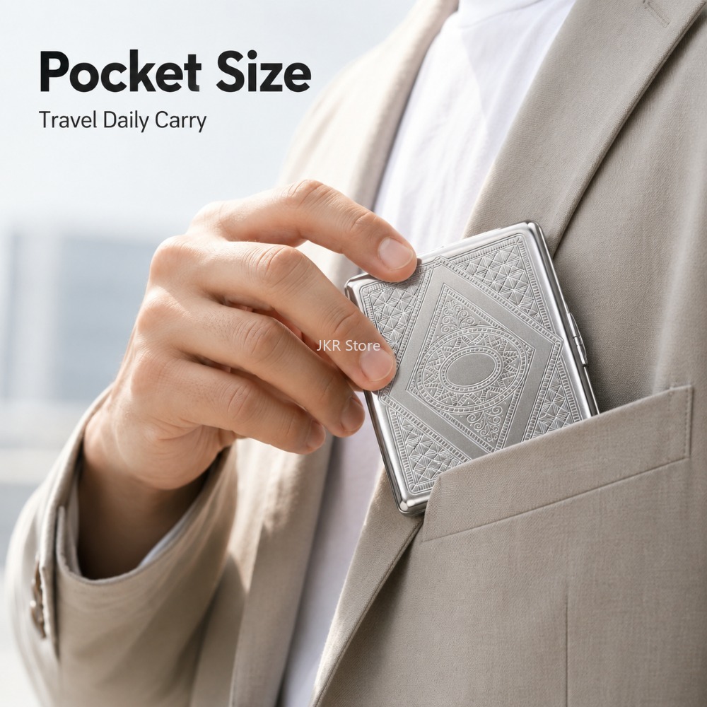 Stainless Steel Cigarette Box  - Travel Accessories Us ulasan dan harga