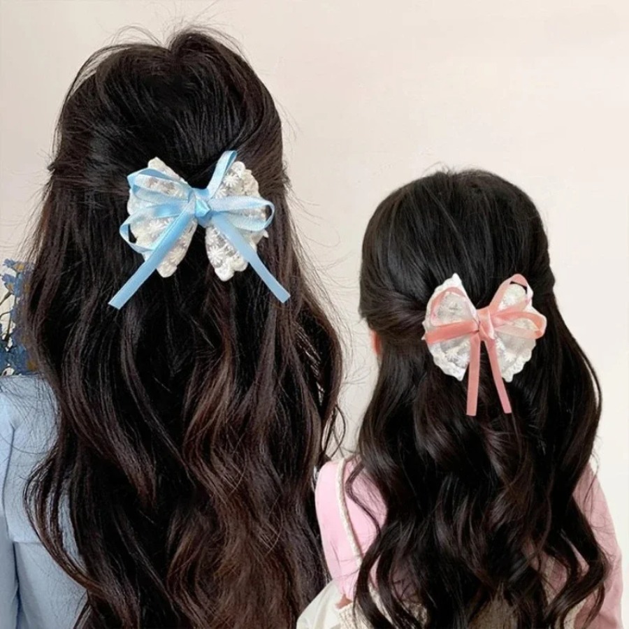 2pcs/set Cute Lace Bow Hair Cl - Travel Accessories Kids ulasan dan harga