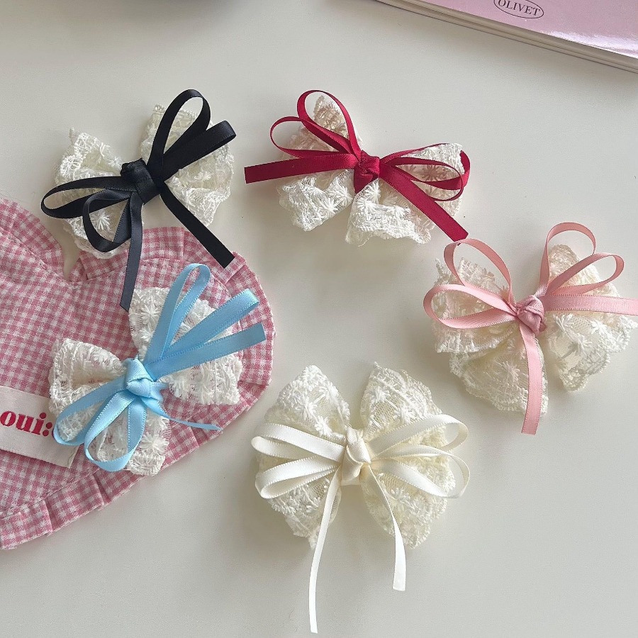 2pcs/set Cute Lace Bow Hair Cl - Travel Accessories Kids ulasan dan harga