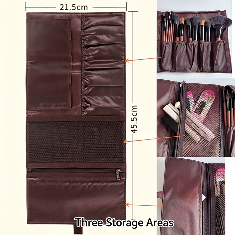 PU Leather Makeup Brush Roll B - Travel Accessories Toiletries ulasan dan harga